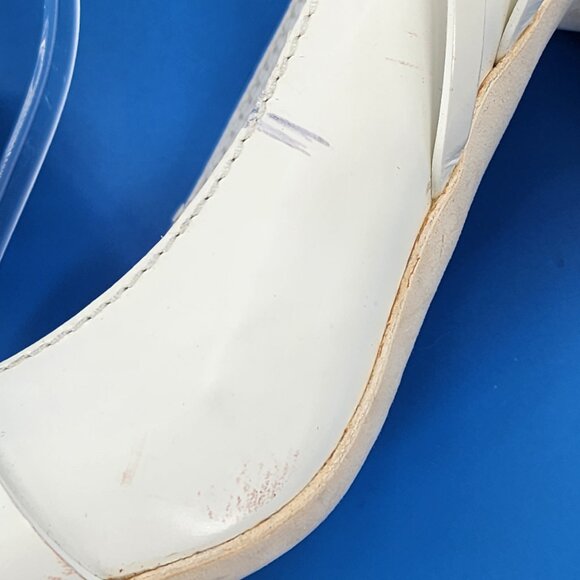 MISSONI Runway White Leather Caged Peep Toe Pumps Heels Ankle Strap NEW FLAWED - Picture 7 of 13
